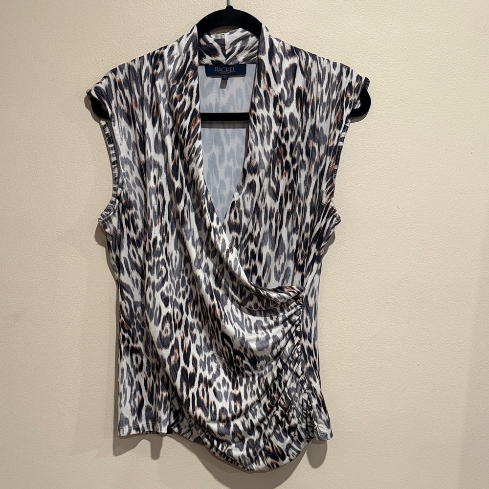 🧨Rachel Roy Leopard Print Women's Blouse Black & Brown Mobwife Casual Versatile - Picture 6 of 6